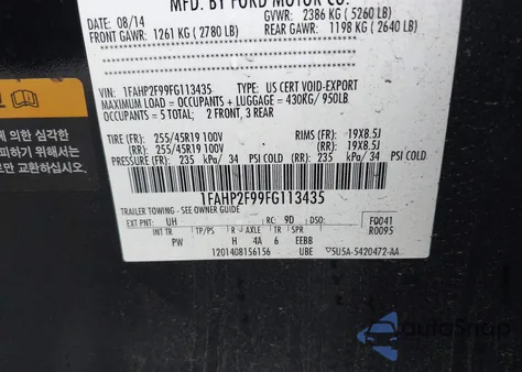 2015 Ford Taurus Limited из США, поврежденный, VIN 1FAHP2F99FG113435